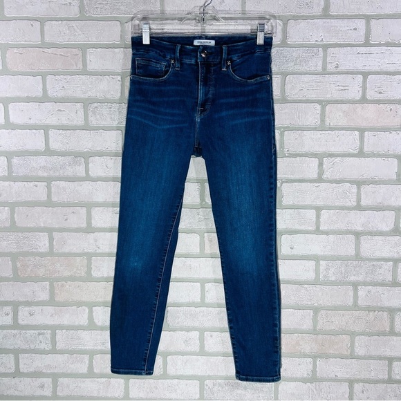 Good American Good Legs Crop Skinny High Rise Jeans in Blue 260 Wash Size 4/27 - Picture 4 of 9